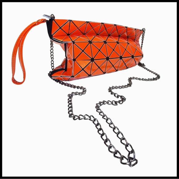 Bao Bao Issey Miyake Style Geometric Prism Orange Wristlet Crossbody Origami Bag - Picture 11 of 11